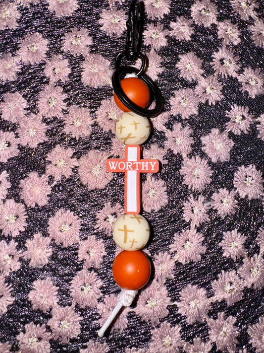 Worthy Cross (Rust) Keychain