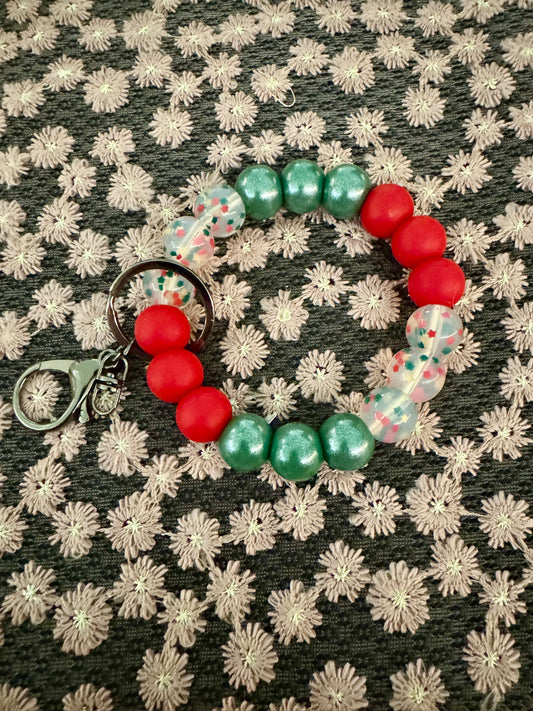 Christmas Confetti with Red and Green Shimmer Wristlet