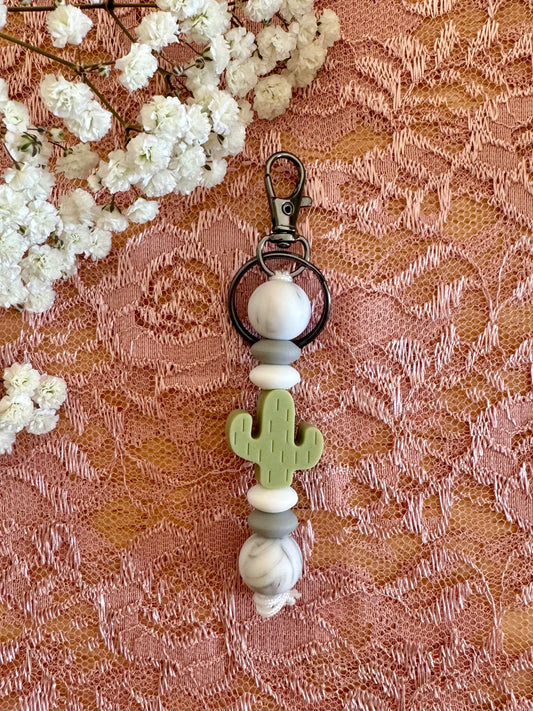 Cactus with White Marble Keychain